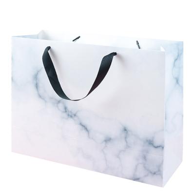 China Recyclable Custom Multifunctional Men Women Marble Paper Accessories Gift Packaging Shopping Tote Bag for sale