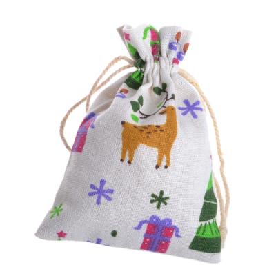 China Wholesale Cheap Eco-friendly Burlap Christmas Gift Storing Bags Sublimation Santa Sack Christmas Drawstring Bag for sale