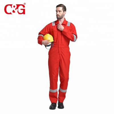 China Soft Flame Retardant Red Fire Resistant Coveralls Work Clothes For Men for sale