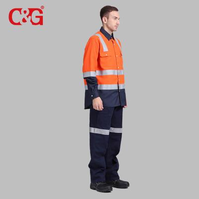 China Left Visibility Fire Resistant High Reflective Safety Workers Workwear Uniform for sale