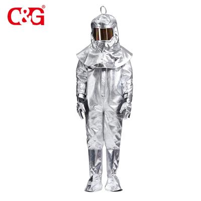 China Work In Steel Industry Molten Heatproof Aluminum Suit Uniform Fire Radiation Protection Suit With Aluminum Foil for sale