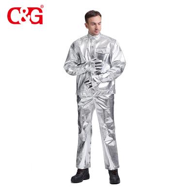 China Fused Steel Industry Aluminized Cloth Fire Proximity Suit Silver Work for sale