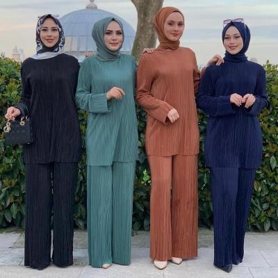 China Durable Hot Selling One Set Clothes Blue Muslim Muslim Women Clothing Turkish Women's Kimono Islamic Clothing for sale