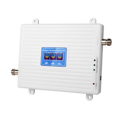 China Smart 1800 Tri Band 900 Indoor Enhanced 2600 MHz Signal Booster 17dbm 65dbi Signal Amplifiers To Improve Signal Strength 195x180x20mm for sale