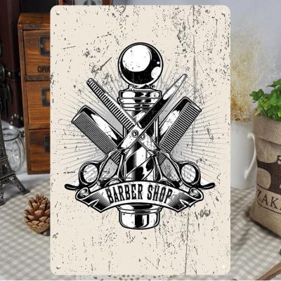 China Wall Art Barber Shop Metal Poster Wall Decoration Retro Europe Vintage Metal Sign Hairdresser Barbershop Sign 20x30cm Barber Tin Sign for sale