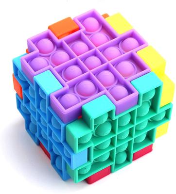 China Toy New Poping Silicone Sensory Educational Funny Bubble Toy Cube Push It Moving Person Toys for sale