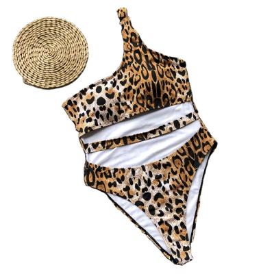 China Anti-UV leopard bikini off shoulder women's one-piece swimwear a swimwear bikini set for sale