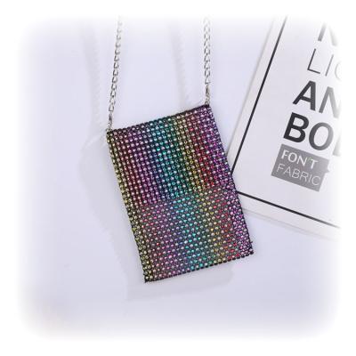 China 2022 Dress Factory Wholesale Rainbow Cell Phone Bag Diamond Rhinestone Handbag Mini Phone Purse for sale