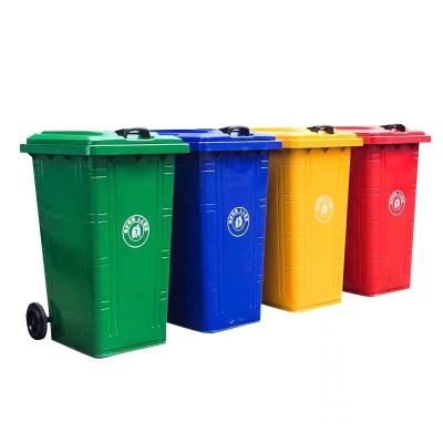 China Customized Viable Logo Outdoors 240L Garbage Matching Buckets Rectangle Iron Waste Bin With Wheels for sale