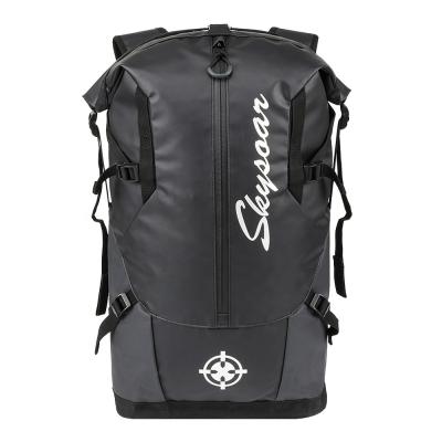 China Custom OEM Waterproof Logo Waterproof Outdoor Sports Rolltop Bags Tarp Backpack Carry Traveling Trekking Gym Black Backpack for sale