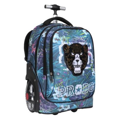 China Big Wheels Silent Lightweight Kids Trolley Rolling School Bag For Rounds Wheels Travel Luggage Backpack SK61107C for sale