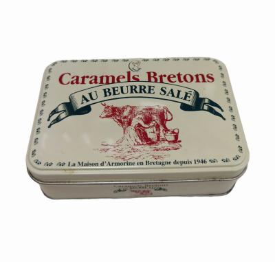 China Glossy Varnish Decorative Tin Boxes Rectangular Metal Tinplate Candy Packaging Tin for sale