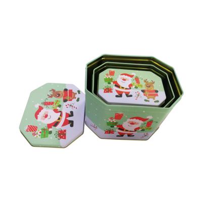 China A cookie vazia do octógono estanha a cookie Tin Container Set Of 3 da estrutura do aninhamento à venda