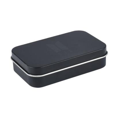 China FDA Matt Black Retangular Tin Box com lata articulada da hortelã do metal da tampa à venda