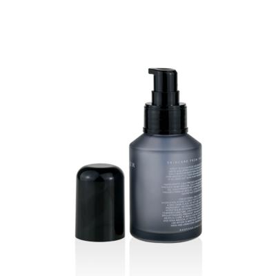 China Personal Care 30ml 60ml 125ml Mat Lotion Gray Pump Bottle Tint Black 2oz Glass Glass Bottle For Skin Care for sale