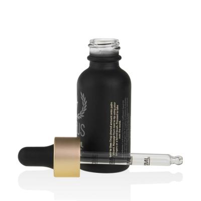 China Personal Care Dropper Bottle 15ml 30ml 50ml 60ml 100ml 1oz 2oz Matte Black Cylinder Dropper Bottle Cosmetics Glass Bottle Serum for sale