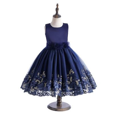 China 2021 Washable Popular Chinese Antique Dress Knee Length Skirt High End For Girls High End Four Seasons With Dark Blue for sale