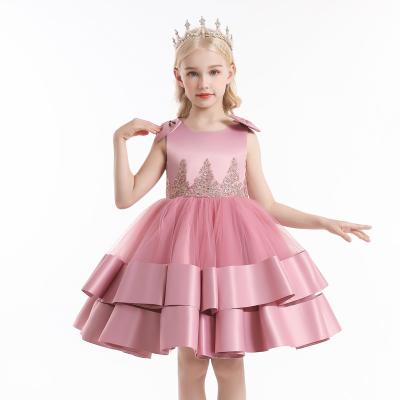 China MENGQIAI 2021 New Children's Puffy Dress Performance Dress MQA9022 Breathable Princess Skirt Sleeveless Wedding Flower Girl Dress for sale