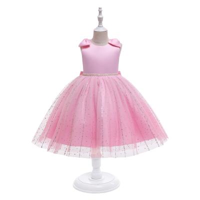 China New MENGQIAI 2021 New Breathable Little Girl Birthday Princess Dress Sleeveless Double Bow Dress Girl Piano Dress JMT6 for sale