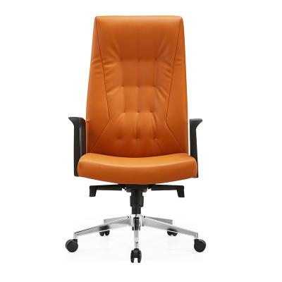 China Factory Retail Adjustable Back (Height) High Back Leather Wheels Modern Luxury Executive Office Computer Chair for sale