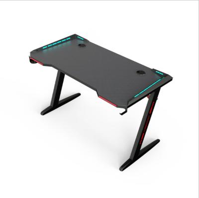 China (Size) Kilosit Adjustable High Quality Custom Black Carbon Fiber With LED Light Computer Gaming Desktop PC Gaming Table for sale