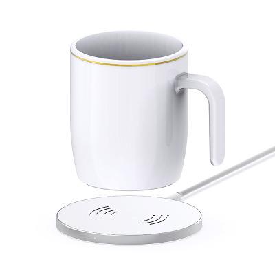 China 12V Stainless Steel Tumbler Heated Travel Coffee Wireless Charger Disposable Insulated Electric Smart Mug Temperature Control for sale