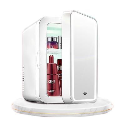 China Custom Absorption 8L /4L Mini Beauty Makeup 12v Refrigerators Car Cosmetic Skin Care Fridge With Mirror for sale