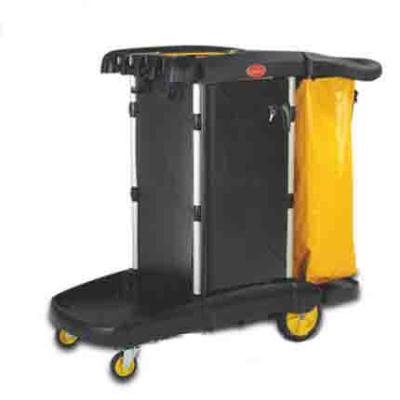 China Housekeeping Janitor Cart Multi Function Hotel Service Cart Cleaning Canvas Cart for sale