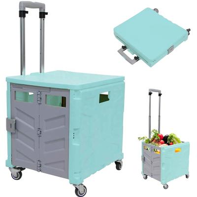 China Eco-friendly Small Mini Supermarket Take To Express Portable Folding Shopping Carts And Trolleys for sale