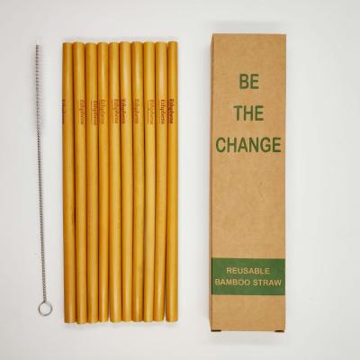 China Amazon Low MOQ Hot Sale Bamboo Straw Stocked Reusable Eco Friendly Cheap Prices for sale