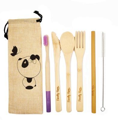 China Free Samples Sustainable Eco Friendly High Quality Cheapest Amazon Biodegradable And Bamboo Cutlery Set With Customized Logo for sale