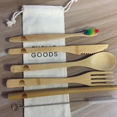 China Sustainable Eco Friendly Reusable Bamboo Cutlery Set With Customized Logo for sale