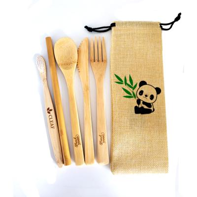 China Reusable Sustainable Sustainable Free Samples Organic Bamboo Cutlery Set With Customized Logo for sale