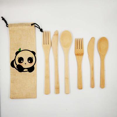 China Customized Reusable Reusable Spoon Portable Flatware Bamboo Utensils Logo Cutlery Knife Viable With Pocket Bamboo Cutlery for sale