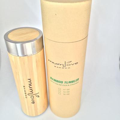 China Sustainable BPA Free Wide Mouth Bamboo Water Bottle Custom Logo On Bamboo Thermos for sale