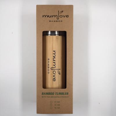 China Sustainable Wide Mouth Reusable Bamboo Flask With Customized Logo for sale