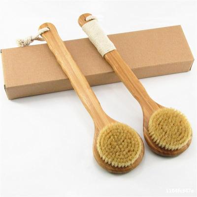 China All Natural Bamboo Handle Body Exfoliator Brush Hog Stiffen Eco Friendly Bamboo Body Bath Brush Customized Logo for sale