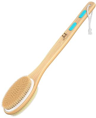 China EXFOLIATING Customized Long Handle Bath Body Brush Shower Natural Bamboo Back Body Cleansing Exfoliator Boar Hair Dry Brushing for sale