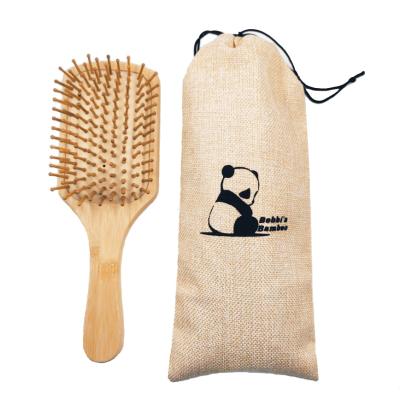 China Best AA Eco-freindly Custom Logo Rectangular Bamboo Bristle Detangling Palette Waterproof Hair Brush From Amazon Manufacturer For Women Men Kids for sale