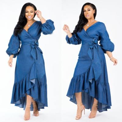 China Custom Made High Quality Comfortable Jeans Maxi Denim Dress Women 2021 Casual Style Long Dresses Factury Vestido Falda Breathable Vaquero Jeans for sale