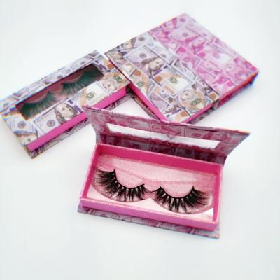 China Customized Recyclable Silver Logo Dollar Eyelash Packaging Boxes Lash Case For Women for sale