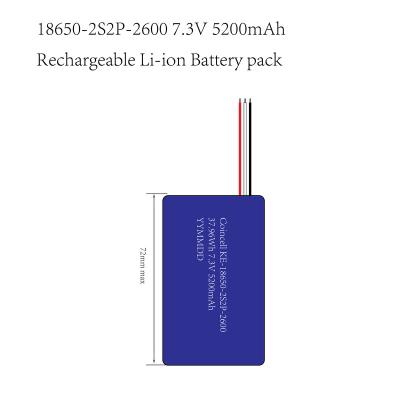 China Other Cylindrical Lithium Ion Rechargeable 18650-2S2P 7.3V 5200mAh Battery Pack With PCM for sale