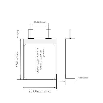 China MP3/MP4 Player 302022 3.8V 70mAh Lithium Ion Polymer Battery for sale