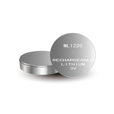 China Rechargeable Toys ML1220 3V 18mAh Lithium Aluminum Alloy Button Cell for sale