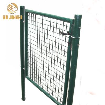 China Easily Assembled 100x120cm Round Tube Frame Welded Wire Mesh Panel Farm Metal Garden Gate With Lock for sale