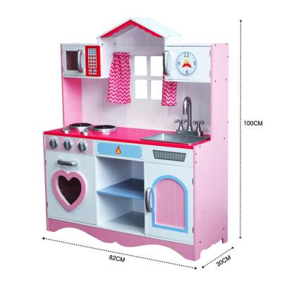 China Good For Intelligence 82x30x(H)100cm Kids Girls Kitchen ABS Wooden Easy Toy With Plastic MDF E1 Assembly Accessories, Wooden Role Play Toy Kitchen for sale