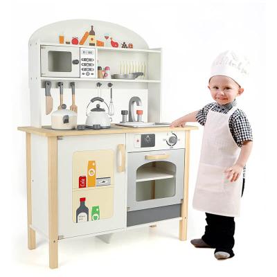 China E1 MDF And Sticker Paper New Arrival Solid Wooden Kitchen Toy With Multiple Wooden Kitchen Accessories For Low MOQ Cabinet Wooden Kitchen Wholesale Toy for sale