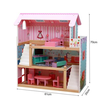 China 2021 Popular Pink Mini Toy New Arrival Doll House Play House For Kids Wooden Toys Adorable Toys Montessori for sale