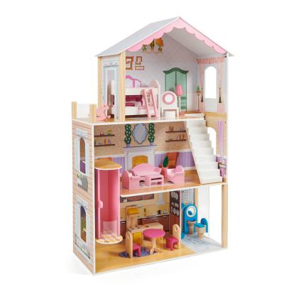 China Best Dreamhouse Wooden Building Dollhouse Educational Toy for Kids Children Play Educational Mansion Cottage with 17pcs Furniture for sale