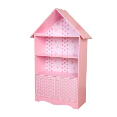 China 2021 New Arrival High Quality Pink Princess Heart Design Bookshelf China Modern Provincial Wooden Bookcase School Furniture for sale